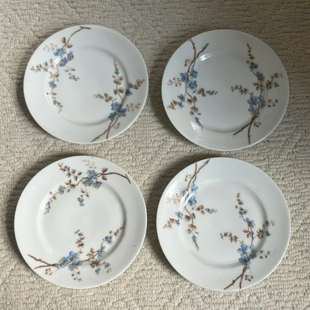Limoges 5 piece dessert set sm platter + 4 8” plates antique French porcelain
